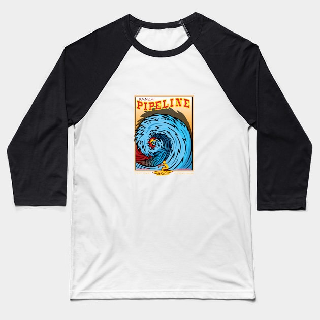 BANZAI PIPELINE Baseball T-Shirt by Larry Butterworth